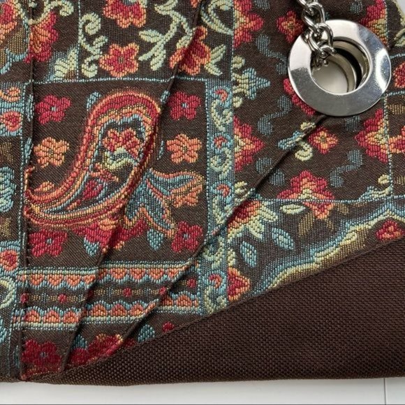 1154 Lill Studio Brown Pleated Patchwork Shoulder Crossbody Bag - Picture 4 of 8